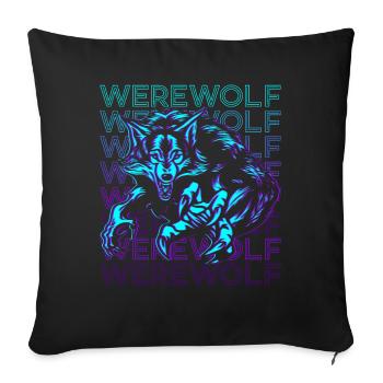 Loup-garou Rétro - Housse de coussin décorative 45 x 45 cm - noir - Devant