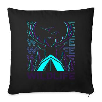 Faune Camping Camping Camping Rétro - Housse de coussin décorative 45 x 45 cm - noir - Devant