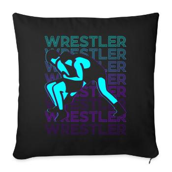 Ringer Wrestling Rétro - Housse de coussin décorative 45 x 45 cm - noir - Devant