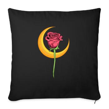 Rose with Moon - Gothic Romance - Sofa pillowcase 17,3'' x 17,3'' (45 x 45 cm) - black - Front