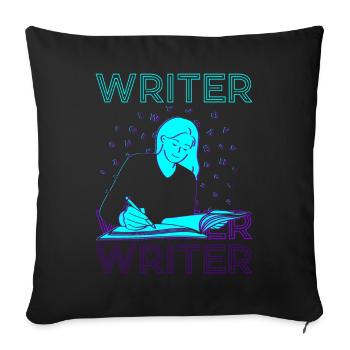 Auteur Auteur Écriture Rétro - Housse de coussin décorative 45 x 45 cm - noir - Devant