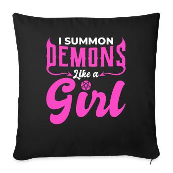 Funny cult I summon demons like a girl - Sofa pillowcase 17,3'' x 17,3'' (45 x 45 cm) - black - Front