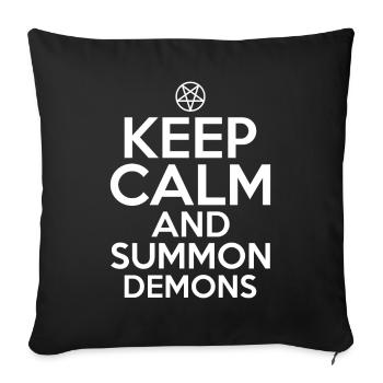 Funny Cult Keep calm and summon demons Ok - Sofa pillowcase 17,3'' x 17,3'' (45 x 45 cm) - black - Front