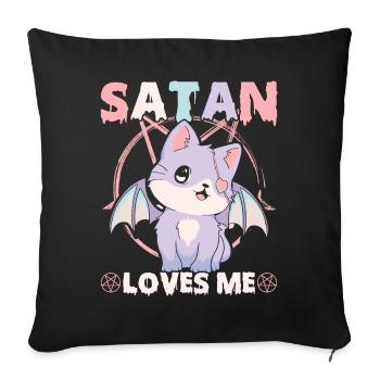 Drôle de culte Pastel Goth Cat Pentagram - Housse de coussin décorative 45 x 45 cm - noir - Devant