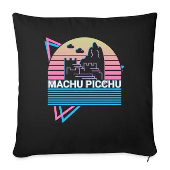 Machu Picchu Pérou Inca Rétro - Housse de coussin décorative 45 x 45 cm - noir - Devant