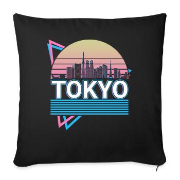 Tokyo City Skyline Cityscape Rétro - Housse de coussin décorative 45 x 45 cm - noir - Devant