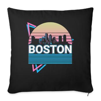 Boston City Skyline Cityscape Retro - Sofa pillowcase 17,3'' x 17,3'' (45 x 45 cm) - black - Front