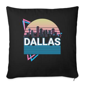 Dallas City Skyline Cityscape Retro - Sofa pillowcase 17,3'' x 17,3'' (45 x 45 cm) - black - Front