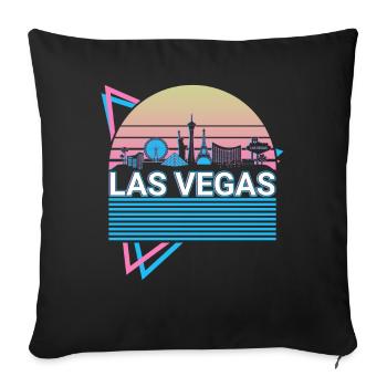 Las Vegas City Skyline Cityscape Rétro - Housse de coussin décorative 45 x 45 cm - noir - Devant