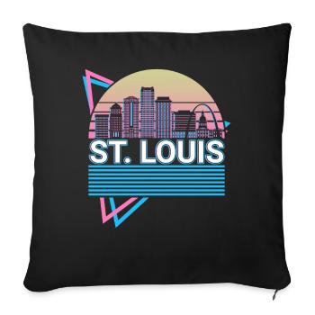 St Louis City Skyline Cityscape Rétro - Housse de coussin décorative 45 x 45 cm - noir - Devant