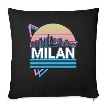 Milan City Skyline Cityscape Rétro - Housse de coussin décorative 45 x 45 cm - noir - Devant