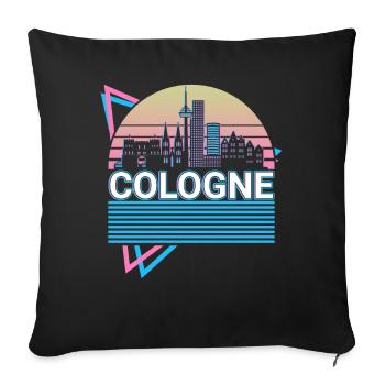 Cologne City Skyline Cityscape Rétro - Housse de coussin décorative 45 x 45 cm - noir - Devant
