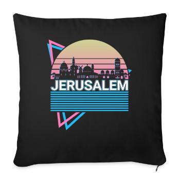 Jerusalem City Skyline Cityscape Rétro - Housse de coussin décorative 45 x 45 cm - noir - Devant