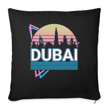 Dubai City Skyline Cityscape Rétro - Housse de coussin décorative 45 x 45 cm - noir - Devant