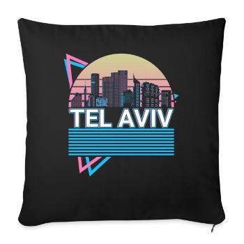 Tel Aviv City Skyline Cityscape Retro - Sofa pillowcase 17,3'' x 17,3'' (45 x 45 cm) - black - Front