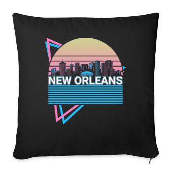 New Orleans City Skyline Cityscape Rétro - Housse de coussin décorative 45 x 45 cm - noir - Devant