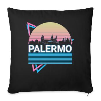 Palermo City Skyline Cityscape Retro - Sofa pillowcase 17,3'' x 17,3'' (45 x 45 cm) - black - Front
