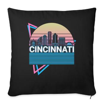 Cincinnati City Skyline Cityscape Retro - Sofa pillowcase 17,3'' x 17,3'' (45 x 45 cm) - black - Front