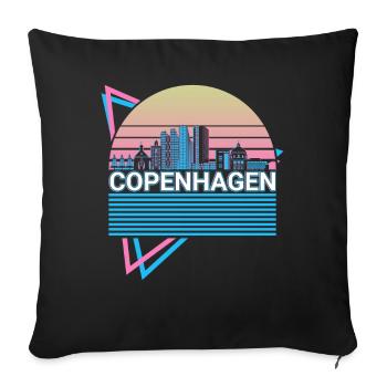 Copenhague City Skyline Cityscape Rétro - Housse de coussin décorative 45 x 45 cm - noir - Devant