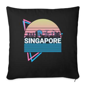 Singapour City Skyline Cityscape Rétro - Housse de coussin décorative 45 x 45 cm - noir - Devant