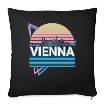 Vienne City Skyline Cityscape Rétro - Housse de coussin décorative 45 x 45 cm - noir - Devant