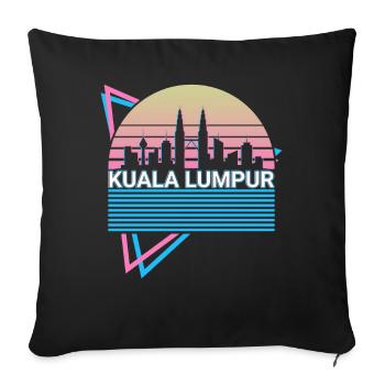 Kuala Lumpur Stadt Skyline Stadtbild Retro - Sofakissenbezug 45 x 45 cm - Schwarz - Vorne