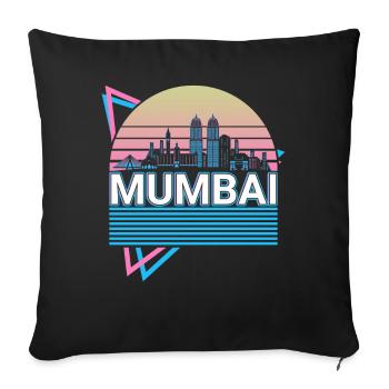Mumbai City Skyline Cityscape Rétro - Housse de coussin décorative 45 x 45 cm - noir - Devant