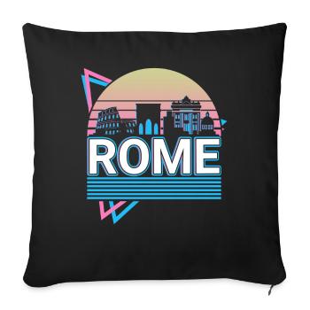 Rome City Skyline Cityscape Rétro - Housse de coussin décorative 45 x 45 cm - noir - Devant