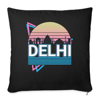 Delhi City Skyline Cityscape Retro - Sofa pillowcase 17,3'' x 17,3'' (45 x 45 cm) - black - Front