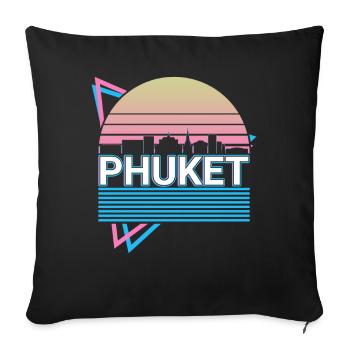 Phuket City Skyline Paysage urbain Rétro - Housse de coussin décorative 45 x 45 cm - noir - Devant