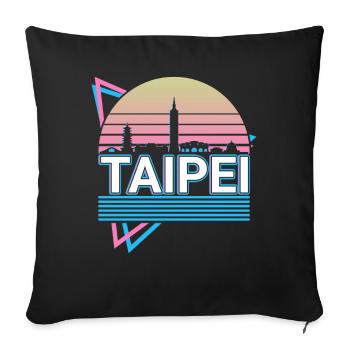 Taipei City Skyline Cityscape Retro - Sofa pillowcase 17,3'' x 17,3'' (45 x 45 cm) - black - Front
