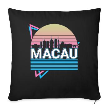 Macao City Skyline Cityscape Rétro - Housse de coussin décorative 45 x 45 cm - noir - Devant
