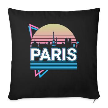 Paris City Skyline Cityscape Rétro - Housse de coussin décorative 45 x 45 cm - noir - Devant