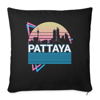 Pattaya City Skyline Cityscape Retro - Sofa pillowcase 17,3'' x 17,3'' (45 x 45 cm) - black - Front