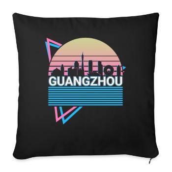 Guangzhou City Skyline Cityscape Rétro - Housse de coussin décorative 45 x 45 cm - noir - Devant