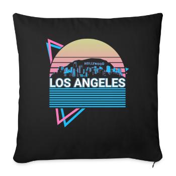 Los Angeles City Skyline Cityscape Retro - Sofa pillowcase 17,3'' x 17,3'' (45 x 45 cm) - black - Front