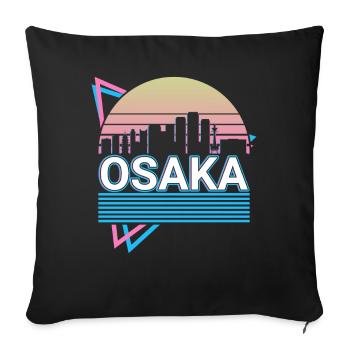 Osaka City Skyline Cityscape Retro - Sofa pillowcase 17,3'' x 17,3'' (45 x 45 cm) - black - Front