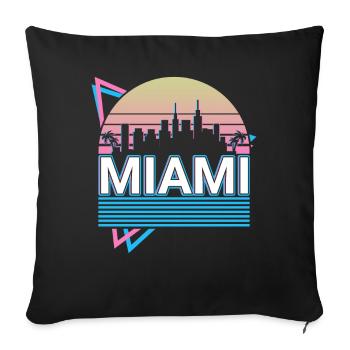 Miami City Skyline Cityscape Rétro - Housse de coussin décorative 45 x 45 cm - noir - Devant