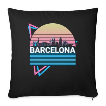 Barcelone City Skyline Cityscape Rétro - Housse de coussin décorative 45 x 45 cm - noir - Devant