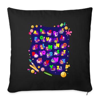 Alphabet Animals School Start Girls Boys - Sofa pillowcase 17,3'' x 17,3'' (45 x 45 cm) - black - Front