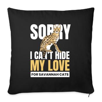 Je ne peux pas cacher mon amour Savannah Cat - Housse de coussin décorative 45 x 45 cm - noir - Devant
