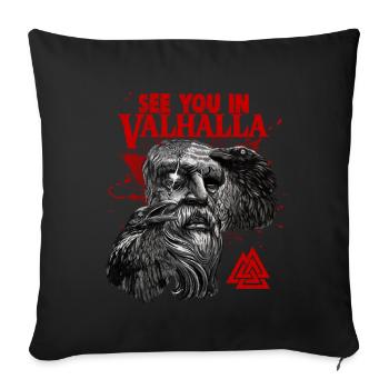 Sang Viking Odin et Corbeaux Culture Viking - Housse de coussin décorative 45 x 45 cm - noir - Devant