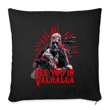 Sang Viking Odin et Corbeaux Culture Viking - Housse de coussin décorative 45 x 45 cm - noir - Devant