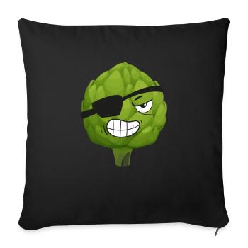 Artichauts Pirate Légumes - Housse de coussin décorative 45 x 45 cm - noir - Devant