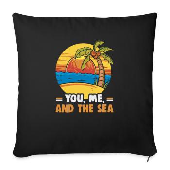 Vacances à la plage au bord de la mer Design motif de plage - Housse de coussin décorative 45 x 45 cm - noir - Devant