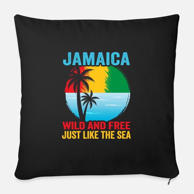 Jamaika Strandurlaub am Meer Design Strandmotiv - Sofakissenbezug 45 x 45 cm - Schwarz