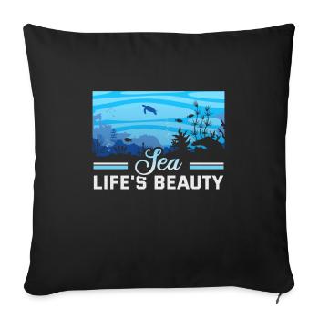 Beach holiday by the sea Design beach motif - Sofa pillowcase 17,3'' x 17,3'' (45 x 45 cm) - black - Front