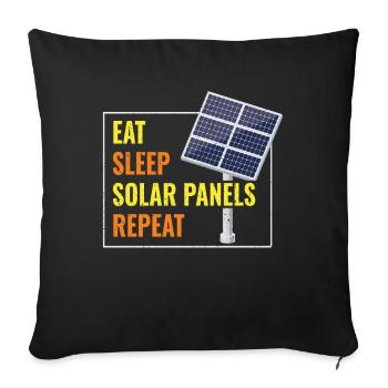 Eat Sleep Solar Panels Photovoltaics - Sofa pillowcase 17,3'' x 17,3'' (45 x 45 cm) - black - Front