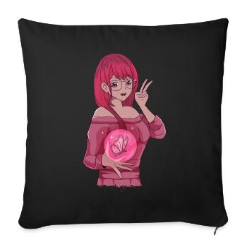 Baddie Girl Esthétique Anime Fille Papillon - Housse de coussin décorative 45 x 45 cm - noir - Devant