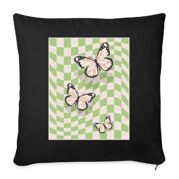 Papillons esthétiques pastel danois - Housse de coussin décorative 45 x 45 cm - noir - Devant